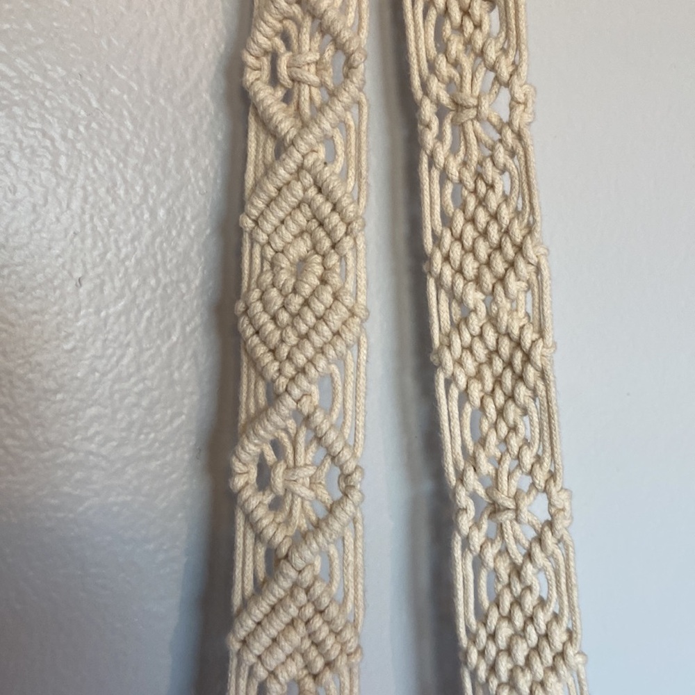 Anthropology Street Level Black Vegan Leather cross body detailed macrame strap - Picture 9 of 15